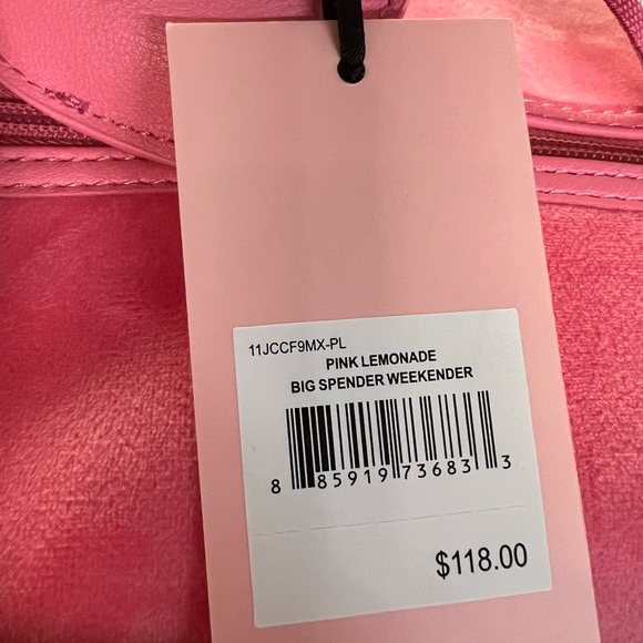 Juicy Couture velour hot Pink Lemonade weekender bag - Picture 3 of 5